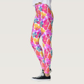 Farbenfrohe Neon Moderne Blume Muster Leggings (Links)