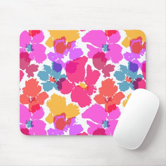 Farbenfrohe Neon Moderne Blume Muster Mousepad (Mit Mouse)
