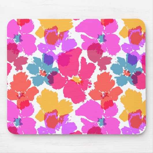 Farbenfrohe Neon Moderne Blume Muster Mousepad (Vorne)
