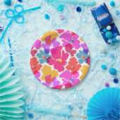 Farbenfrohe Neon Moderne Blume Muster Pappteller (Party)