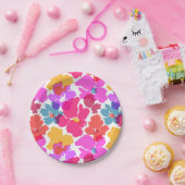 Farbenfrohe Neon Moderne Blume Muster Pappteller (Party)