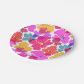 Farbenfrohe Neon Moderne Blume Muster Pappteller (Schrägansicht)