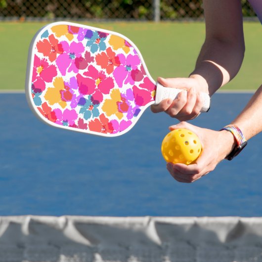 Farbenfrohe Neon Moderne Blume Muster Pickleball Schläger (InSitu)