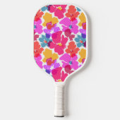 Farbenfrohe Neon Moderne Blume Muster Pickleball Schläger (Rückseite)