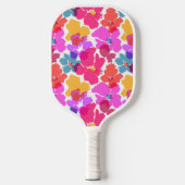 Farbenfrohe Neon Moderne Blume Muster Pickleball Schläger (Vorderseite)