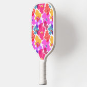 Farbenfrohe Neon Moderne Blume Muster Pickleball Schläger (Links)