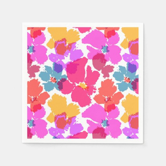 Farbenfrohe Neon Moderne Blume Muster Serviette (Vorderseite)