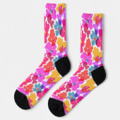 Farbenfrohe Neon Moderne Blume Muster Socken (Linkes Detail)