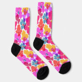 Farbenfrohe Neon Moderne Blume Muster Socken (Rechts)
