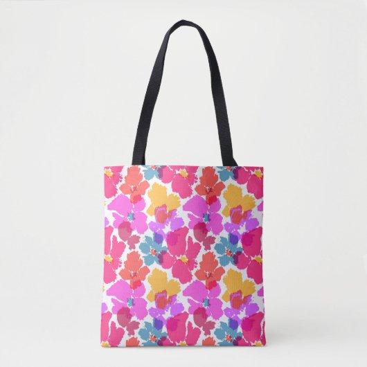 Farbenfrohe Neon Moderne Blume Muster Tasche (Vorderseite)