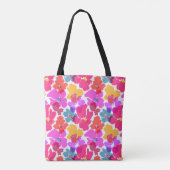 Farbenfrohe Neon Moderne Blume Muster Tasche (Rückseite)