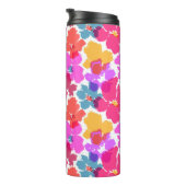 Farbenfrohe Neon Moderne Blume Muster Thermosbecher (Nach rechts gedreht)