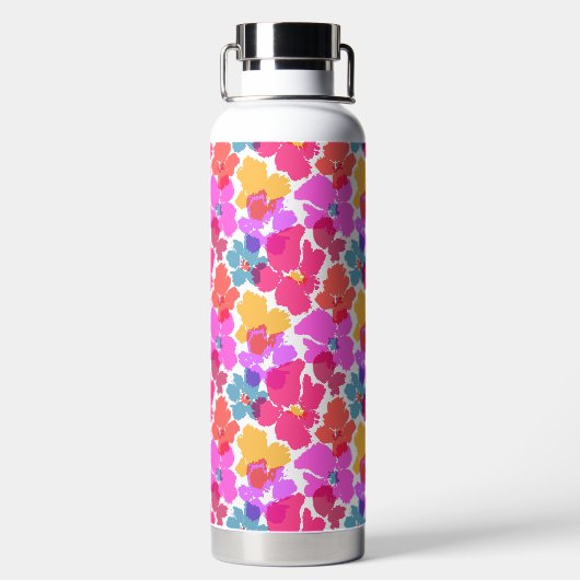 Farbenfrohe Neon Moderne Blume Muster Trinkflasche (Rückseite)