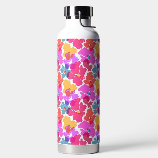 Farbenfrohe Neon Moderne Blume Muster Trinkflasche (links)