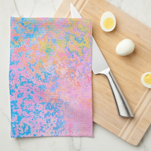 Farbenfrohe Neon Pastel Sky Alkohol Tinte Abstrakt Geschirrtuch (Viertel Falte)