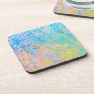Farbenfrohe Neon Pastel Sky Alkohol Tinte Abstrakt Getränkeuntersetzer