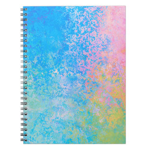 Farbenfrohe Neon Pastel Sky Alkohol Tinte Abstrakt Notizblock