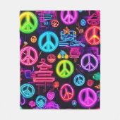 Farbenfrohe Neon Peace Pattern Fleecedecke (Vorderseite)