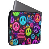 Farbenfrohe Neon Peace Pattern Laptopschutzhülle (Vorne Rechts)