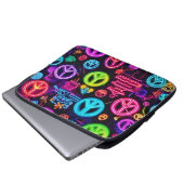 Farbenfrohe Neon Peace Pattern Laptopschutzhülle (Vorne Knopf)
