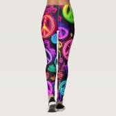 Farbenfrohe Neon Peace Pattern Leggings (Rückseite)