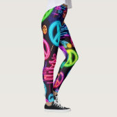 Farbenfrohe Neon Peace Pattern Leggings (Rechts)