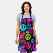 Farbenfrohe Neon Peace Pattern Schürze (Getragen)