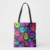Farbenfrohe Neon Peace Pattern Tasche (Vorderseite)