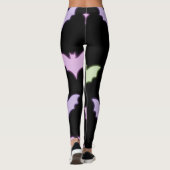 Farbenfrohe Neon Pink Lila grüne Fledermäuse Hallo Leggings (Rückseite)