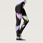 Farbenfrohe Neon Pink Lila grüne Fledermäuse Hallo Leggings (Rechts)