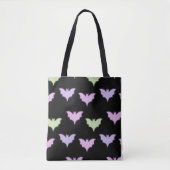 Farbenfrohe Neon Pink Lila grüne Fledermäuse Hallo Tasche (Vorderseite)