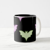 Farbenfrohe Neon Pink Lila grüne Fledermäuse Hallo Zweifarbige Tasse (VorderseiteRechts)