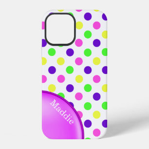 Farbenfrohe Neon-Polka-Punkte iPhone 12 Hülle