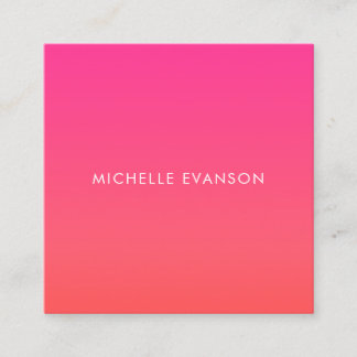Farbenfrohe Neon Rosa Orangenstrahler Niedlich Quadratische Visitenkarte
