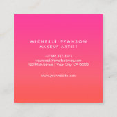 Farbenfrohe Neon Rosa Orangenstrahler Niedlich Quadratische Visitenkarte (Rückseite)