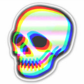 Farbenfrohe Neon Skull Art Illustration Halloween  Aufkleber (Vorderseite)