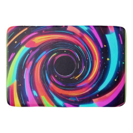 Farbenfrohe Neon Spirale Abstrakte Kunst Badematte