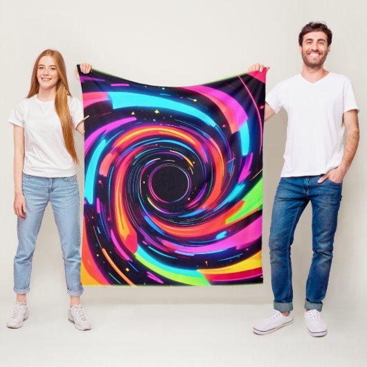 Farbenfrohe Neon Spirale Abstrakte Kunst Fleecedecke (Beispiel)