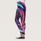 Farbenfrohe Neon Spirale Abstrakte Kunst Leggings (Links)