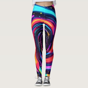 Farbenfrohe Neon Spirale Abstrakte Kunst Leggings