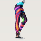 Farbenfrohe Neon Spirale Abstrakte Kunst Leggings (Rechts)