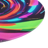Farbenfrohe Neon Spirale Abstrakte Kunst Schneidebrett (Ecke)