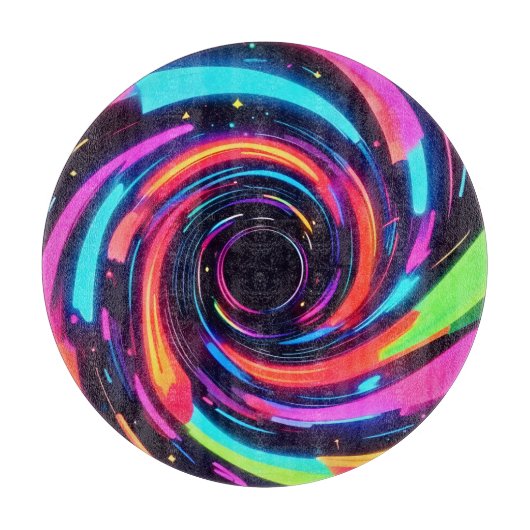 Farbenfrohe Neon Spirale Abstrakte Kunst Schneidebrett (Vorderseite)