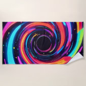 Farbenfrohe Neon Spirale Abstrakte Kunst Strandtuch (Vorderseite)