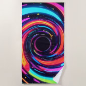 Farbenfrohe Neon Spirale Abstrakte Kunst Strandtuch (Vorderseite)
