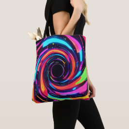 Farbenfrohe Neon Spirale Abstrakte Kunst Tasche