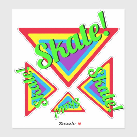 Farbenfrohe Neon Triangle Skate Typografie Skatebo Aufkleber (Blatt)