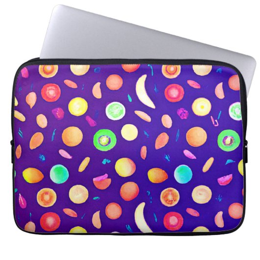 Farbenfrohe Neon Tropical Frucht Muster Laptopschutzhülle (Vorderseite)