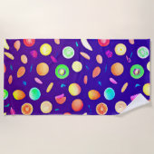 Farbenfrohe Neon Tropical Frucht Muster Strandtuch (Vorderseite)