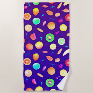 Farbenfrohe Neon Tropical Frucht Muster Strandtuch